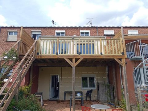 Réalisation terrasse + garde corps bois